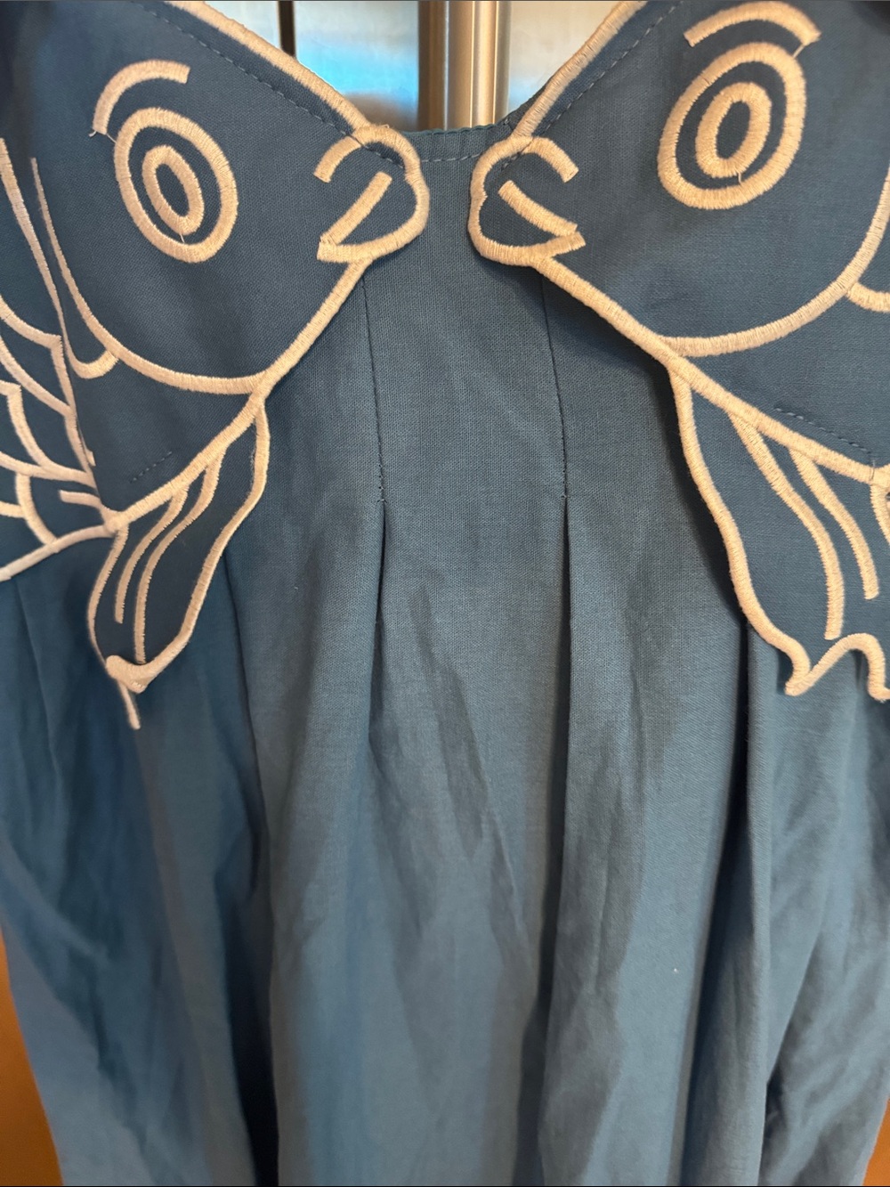 Blue Maxi Dress with Embroidered Fish Bust - Picture 5 of 15